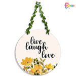Playzia “Live Laugh Love” Wooden Wall Hanging for Home & Door Décor