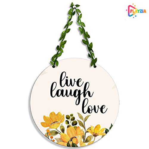 Playzia “Live Laugh Love” Wooden Wall Hanging for Home & Door Décor