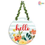Playzia “Hello” Wooden Wall Hanging for Door & Entrance Décor