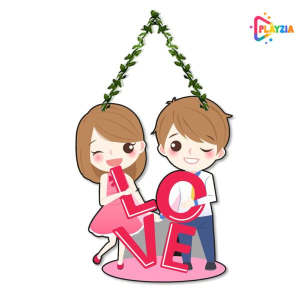 Playzia “Love” Wall Hanging for Home Décor | Couple Gift | Valentine Decoration for Bedroom & Living Room | Modern Wooden Art Piece