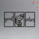 Playzia Good Vibes Wooden Wall Art Set of 3 Butterfly Décor