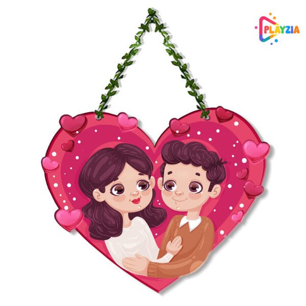 Playzia “Wood Couple” Wooden Wall Hanging for Home Décor | Couple Gifts | Valentine Decorative Artwork for Bedroom & Living Room | Modern Wall Art