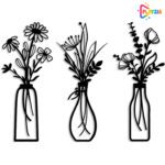 Playzia Engineered Wood Flower Wall Art – Rustic Farmhouse Décor