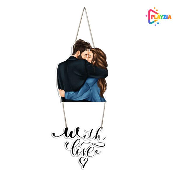 Playzia Couple Printed Wooden Wall Hanging with Quotes | Romantic Wooden Artwork for Bedroom & Living Room | Gift for Couples & Loved Ones