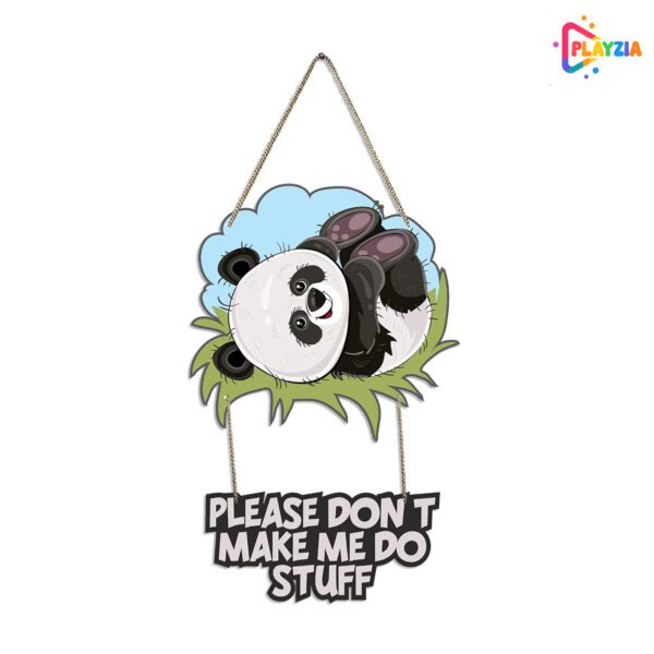 Playzia Cute Panda Printed Wooden Wall Hanging with Quotes