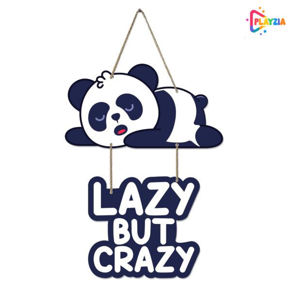 Playzia Lazy Panda Printed Wooden Wall Hanging with Quotes