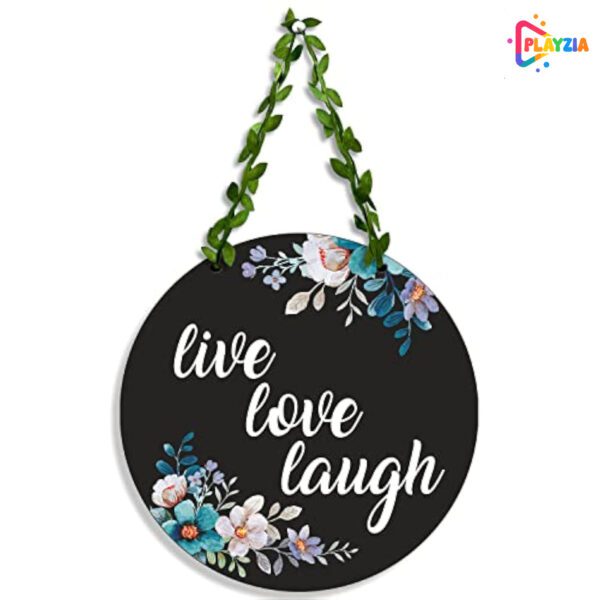 Playzia “Live Love Laugh” Wall Hanging | Wooden Decorative Quote Wall Art | Welcome Door Hanging for Home & Living Room Décor