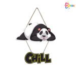 Playzia Chill Panda Printed Wooden Wall Hanging with Quotes