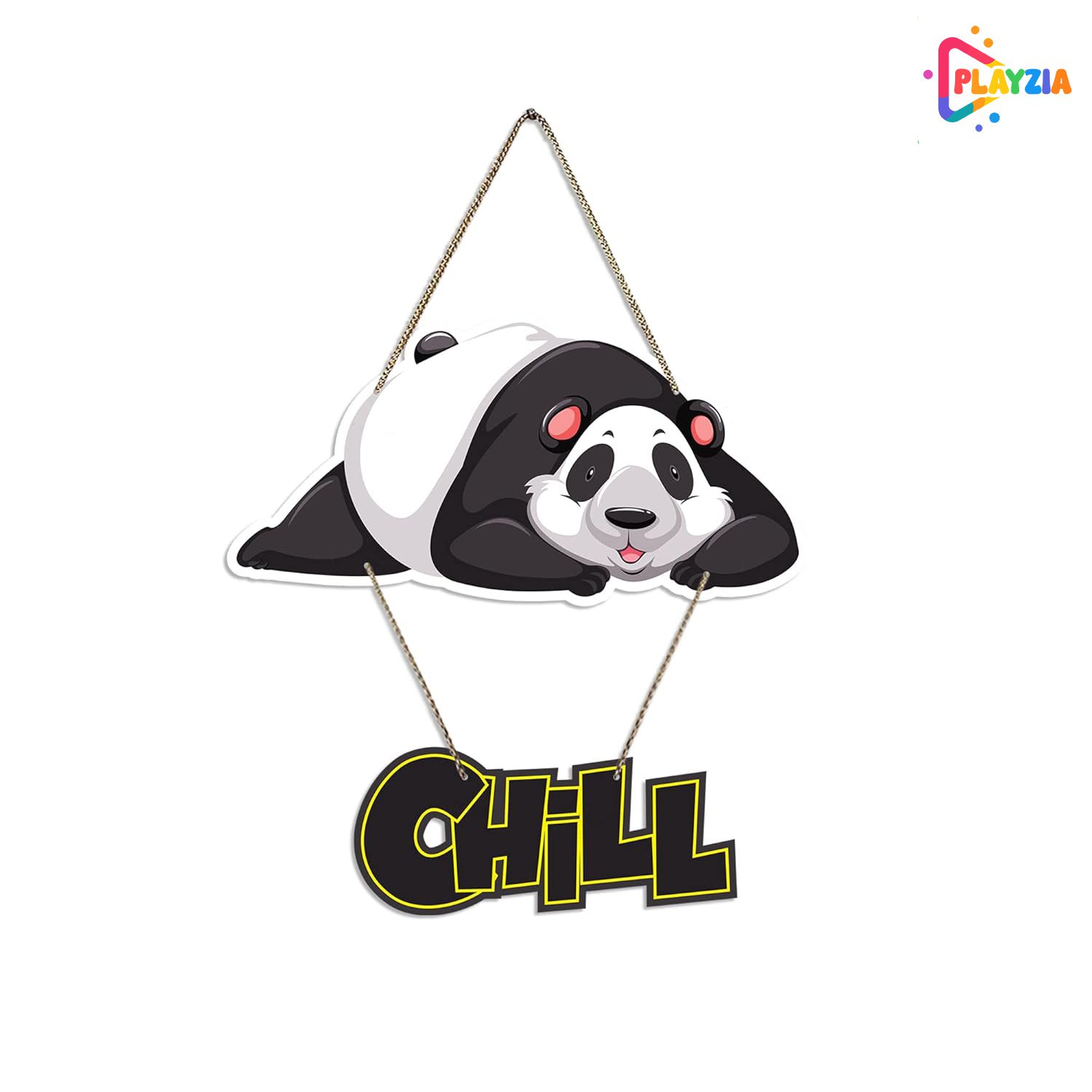 Chill Panda Wooden Wall Hanging ā Playzia Playzia Chill Panda Printed Wooden Wall Hanging with Quotes