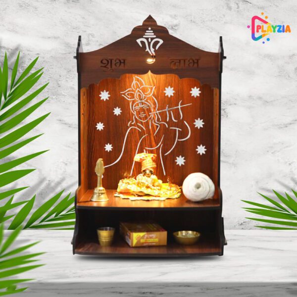 Playzia Wooden Pooja Mandir for Home Big Size | Wall Mounted Temple | Wooden Pooja Stand for Home Décor