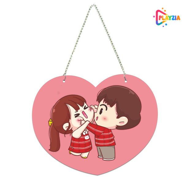 Playzia “Cute Couple” Wooden Wall Hanger for Home Décor | Romantic Gift for Girlfriend | Modern Wall Decorative Item for Bedroom & Living Room