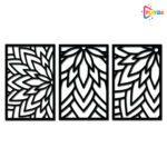 Playzia Pine Wood Flower Pattern Wall Art Set of 3