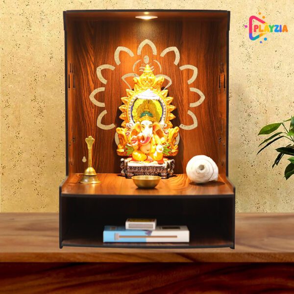 Playzia Modern Gajmukh Wooden Mandir | Pooja Stand & Temple for Home