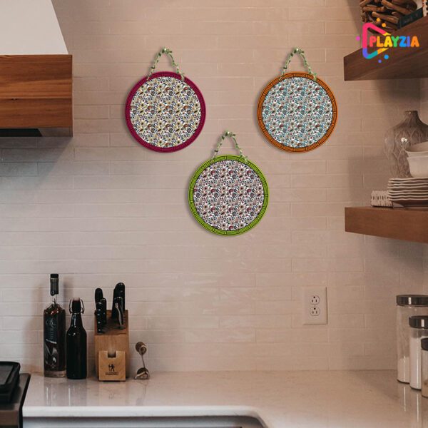 Playzia 3 Circle Set Wall Hanging | Decorative Wooden Artwork for Home & Living Room
