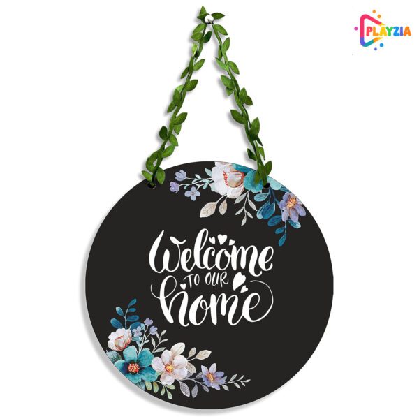 Playzia “Welcome to Our Home” Wall Hanging | Wooden Decorative Door Hanging | Welcome Home Wall Décor Item
