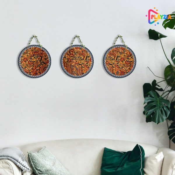 Playzia 3 Circle Set Wall Hanging | Modern Wooden Wall Art for Bedroom & Office Decoration