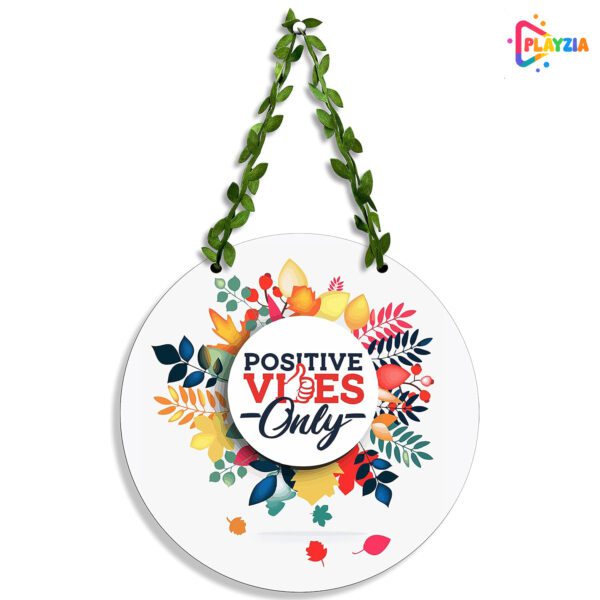 Playzia “Positive Vibes Only” Wall Hanging | Wooden Decorative Quote Wall Art | Motivational Door Hanging for Home Décor