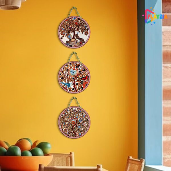 Playzia 3 Circle Set Wall Hanging | Artistic Wooden Hanging for Home & Office Wall Decoration