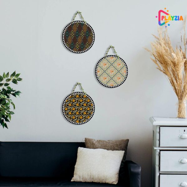 Playzia 3 Circle Set Wall Hanging | Wooden Wall Art for Home Décor & Living Room Decoration