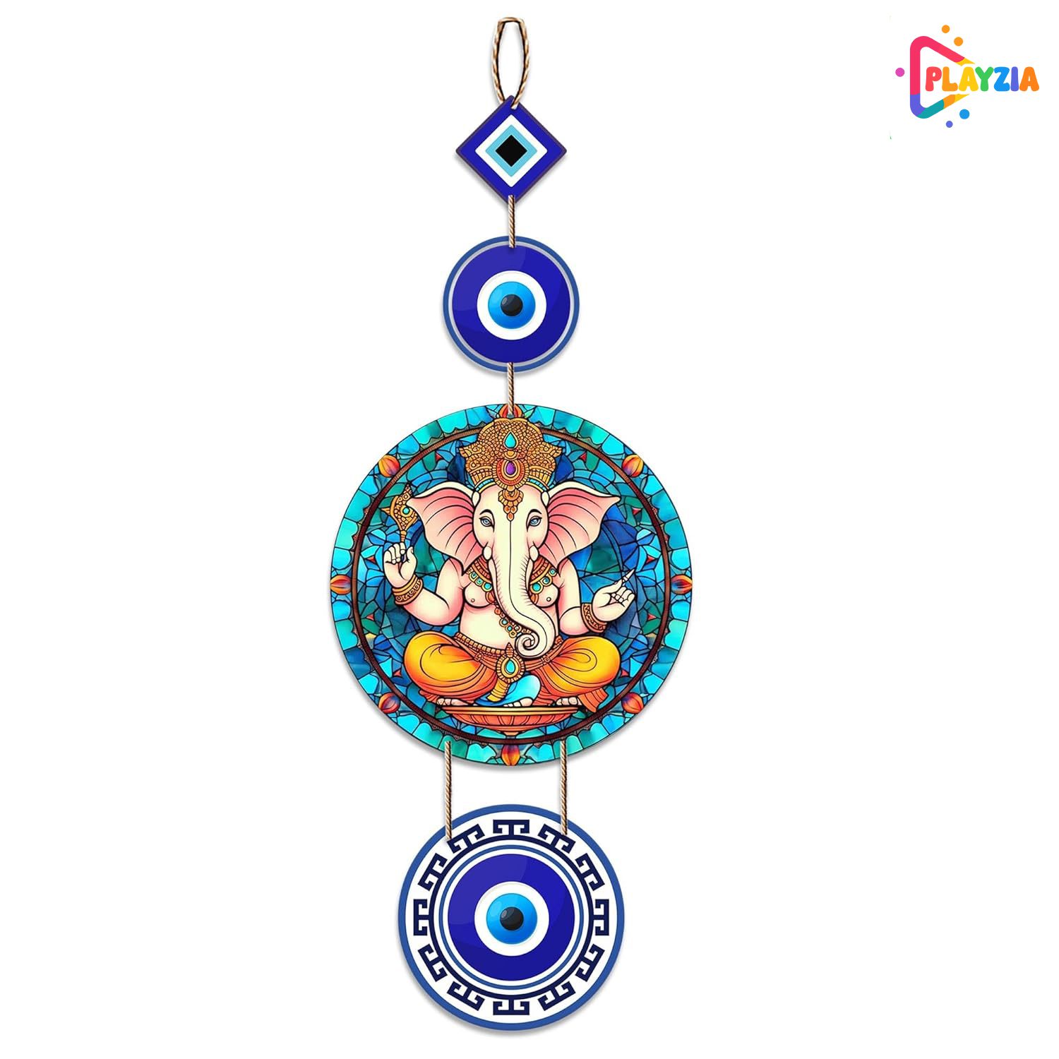 Ganesh Evil Eye Wall Art – Playzia Playzia Ganesh Evil Eye Wooden Wall Hanging for Home Décor