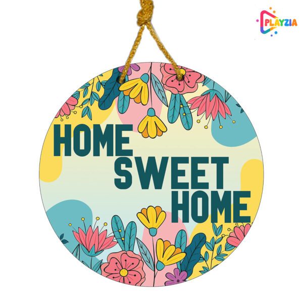 Playzia “Home Sweet Home” Wall Hanging | Wooden Decorative Quote Wall Art | Welcome Door Hanging for Home Décor