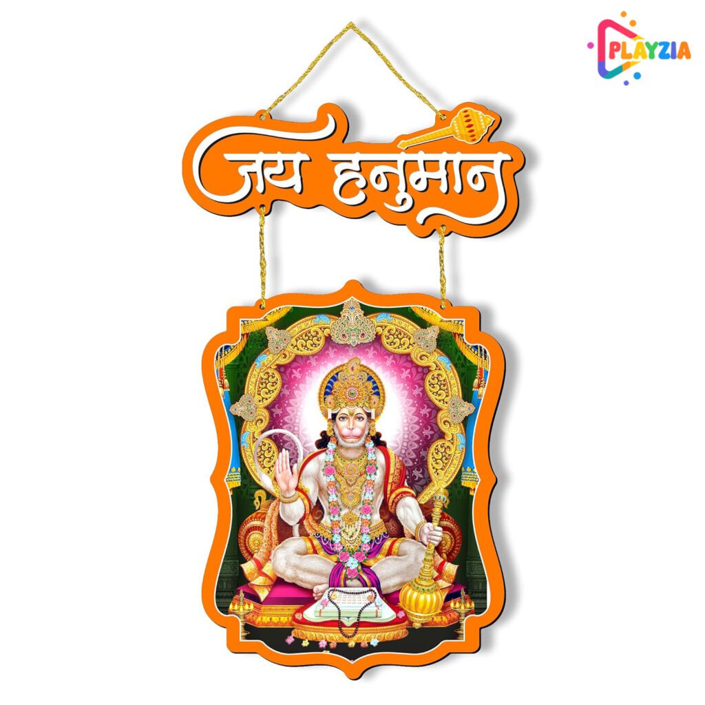 Playzia Bajrang Bali Wooden Wall Hanging for Home & Temple Décor