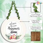 Playzia “Welcome to Our Happiness Home” Wooden Wall Hanging for Door & Entrance