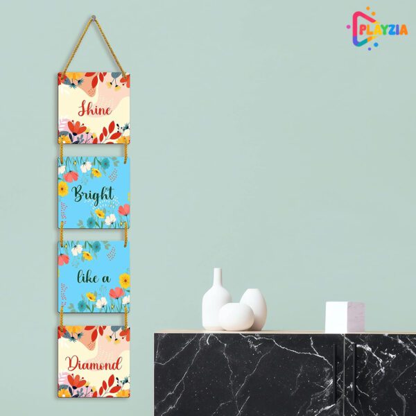 Playzia “Shine Bright Like a Diamond” 4-Layer Wooden Wall Hanging | Stylish Modern Wall Art for Home & Living Room Décor