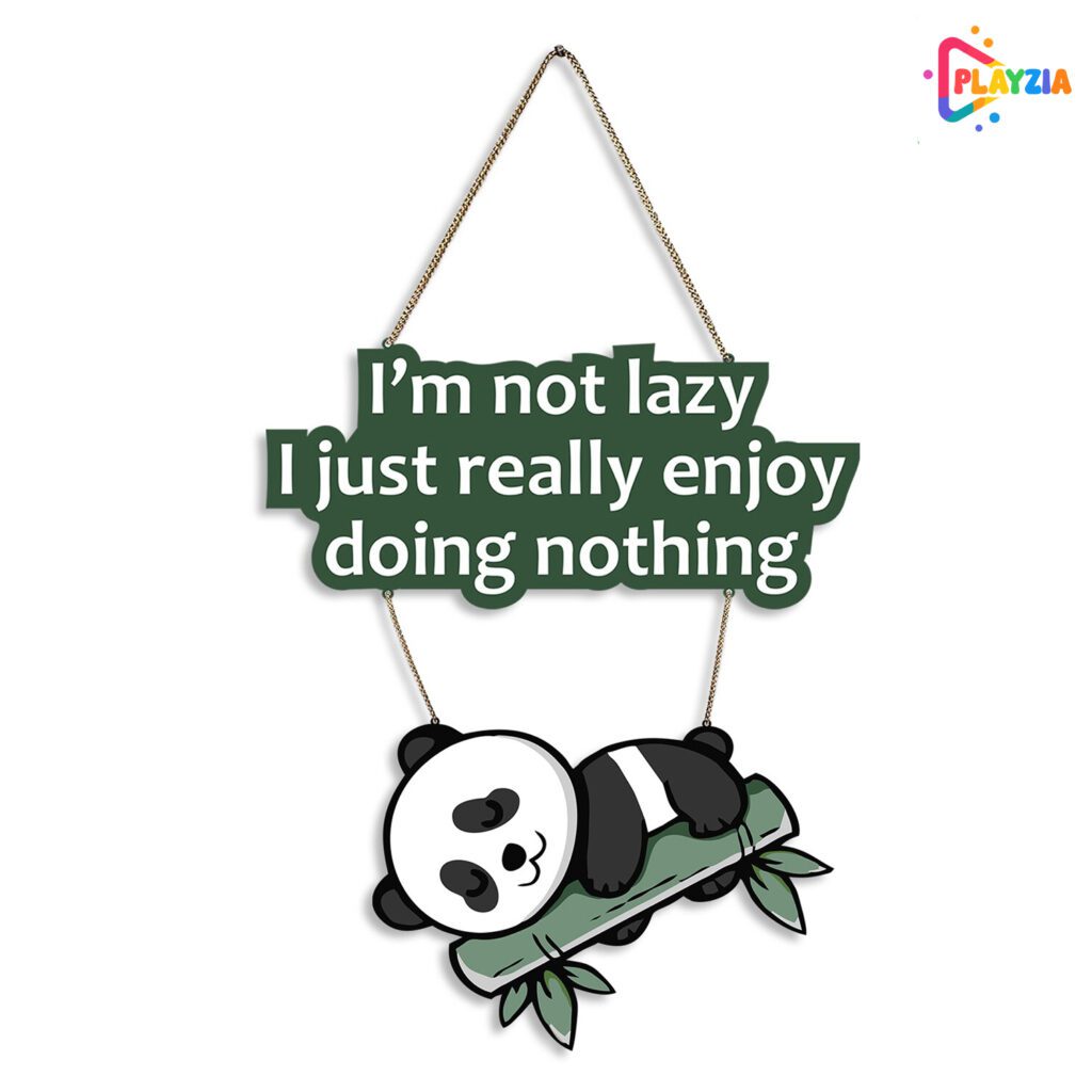 Playzia Panda Printed Wooden Wall Hanging with Quotes