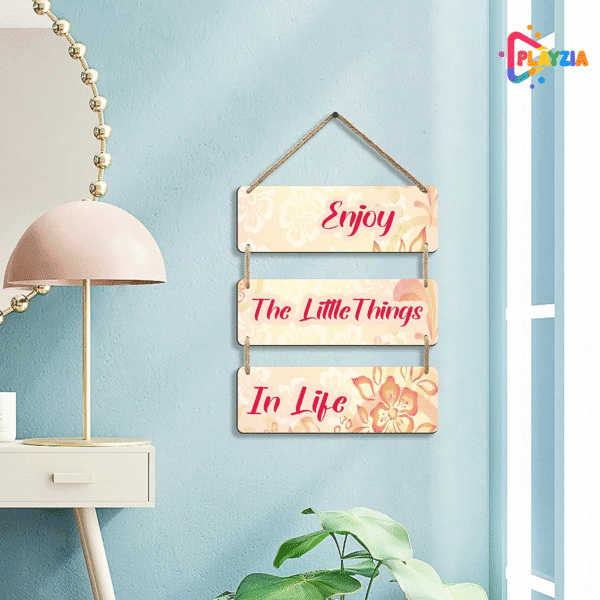 Playzia “Enjoy The Little Things” Wooden Wall Hanging | Motivational Wall Décor for Living Room & Bedroom | Decorative Home & Office Wall Art | Inspirational Room Decoration Item