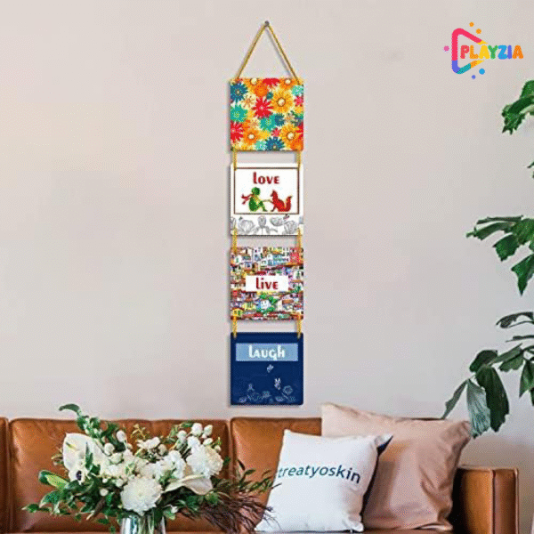 Playzia “Love Live Laugh” Multilayer Wooden Wall Hanging | 4-Piece Square Panel Wall Décor for Living Room & Bedroom | Stylish Modern Home Decoration Art Frames
