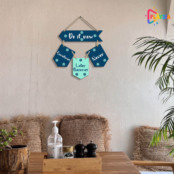 Playzia “Do It Now” Home Quote Wall Hanging | Decorative Wooden Wall Art for Living Room & Bedroom | Modern Home Décor Item | Stylish Wall Decoration (46 × 40 cm)