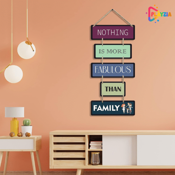 Playzia “Nothing Is More Fabulous Than Family” Decorative Wall Art | MDF Wooden Wall Hanging for Bedroom & Living Room | Family Quote Home Décor | Modern Layered Wall Art | Gift for Home & Office (51 × 27 cm)