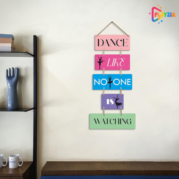 Playzia “Dance Like No One Is Watching” Decorative Wall Art | MDF Wooden Wall Hanging for Bedroom & Living Room | Motivational Quote Home Décor | Modern Multi-Layer Wall Hanging | Gift for Home & Office (51 × 27 cm)