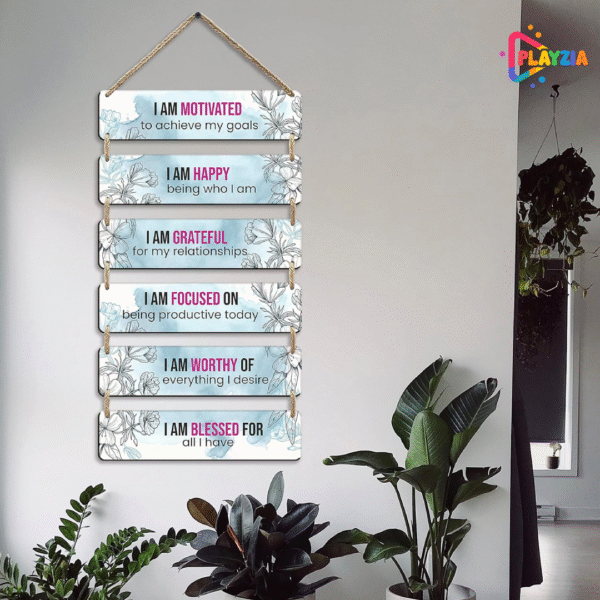 Playzia “I’m Motivated” Wooden Wall Hanging | Motivational Quote Wall Art for Living Room & Bedroom | 6-Layer Engraved MDF Design | Inspirational Wall Décor for Home & Office (30 × 10.5 × 2.6 Inch)