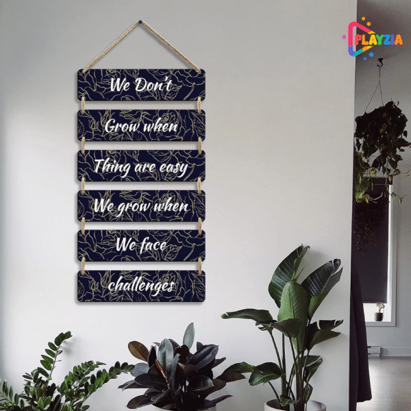 Playzia “We Don’t Grow When” Wooden Wall Hanging | Inspirational Quote Wall Art for Living Room & Bedroom | 6-Layer Engraved MDF Design | Modern Decorative Wall Décor for Home & Office (30 × 10.5 × 2.6 Inch)