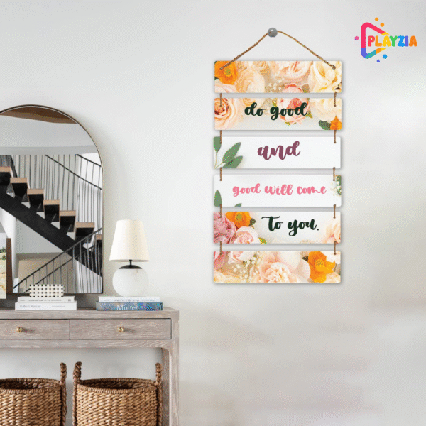 Playzia “Do Good” Wooden Wall Hanging | Motivational Quote Wall Art for Living Room & Bedroom | 6-Layer Engraved MDF Design | Positive Wall Décor for Home & Office (30 × 10.5 × 2.6 Inch)